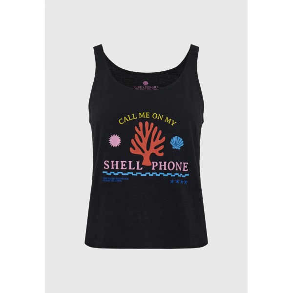 Funky Buddha Printed Μπλούζα Αμάνικη Γυναικεία (FBL013-145-04-BLACK)
