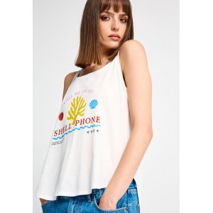 Funky Buddha Printed Μπλούζα Αμάνικη Γυναικεία (FBL013-145-04-OFF-WHITE)