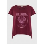 Funky Buddha Γυναικείο Κοντομάνικο T-Shirt Μπορντό, Ροζ