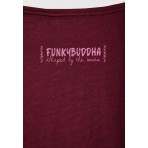Funky Buddha Γυναικείο Κοντομάνικο T-Shirt Μπορντό, Ροζ