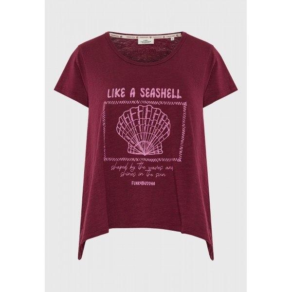 Funky Buddha Printed T-Shirt Γυναικείο (FBL013-147-04-BURGUNDY)