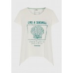 Funky Buddha Γυναικείο Κοντομάνικο T-Shirt Λευκό, Πράσινο