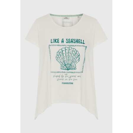 Funky Buddha Γυναικείο Κοντομάνικο T-Shirt Λευκό, Πράσινο