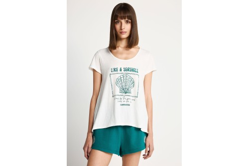Funky Buddha Printed T-Shirt Γυναικείο (FBL013-147-04-OFF-WHITE)