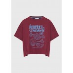 Funky Buddha Print T-Shirt Γυναικείο (FBL013-149-04-BURGUNDY)