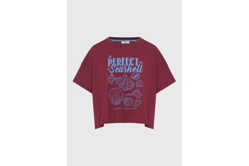 Funky Buddha Print T-Shirt Γυναικείο (FBL013-149-04-BURGUNDY)
