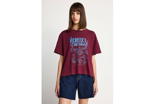 Funky Buddha Print T-Shirt Γυναικείο (FBL013-149-04-BURGUNDY)