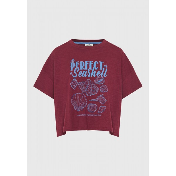 Funky Buddha Print T-Shirt Γυναικείο (FBL013-149-04-BURGUNDY)