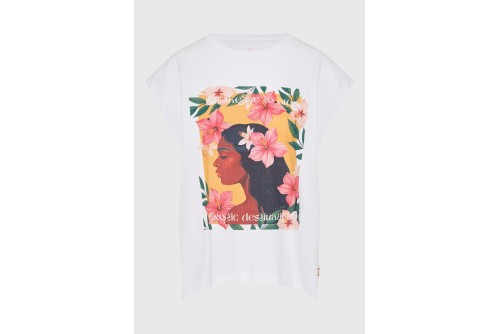 Funky Buddha Print Μπλούζα Αμάνικη Γυναικεία (FBL013-150-04-WHITE)