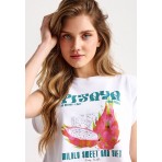 Funky Buddha Γυναικεία Μπλούζα Κοντό Μανίκι Και Τύπωμα (FBL013-151-04-WHITE)