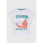Funky Buddha Γυναικείο Αμάνικο T-Shirt Λευκό