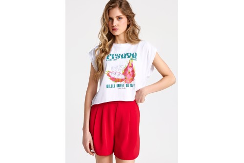 Funky Buddha Print Μπλούζα Αμάνικη Γυναικεία (FBL013-151-04-WHITE)