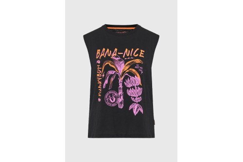 Funky Buddha Print Μπλούζα Αμάνικη Γυναικεία (FBL013-153-04-BLACK)