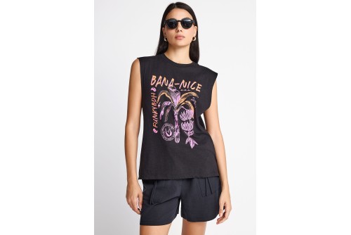 Funky Buddha Print Μπλούζα Αμάνικη Γυναικεία (FBL013-153-04-BLACK)
