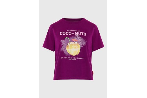 Funky Buddha Print T-Shirt Γυναικείο (FBL013-155-04-GRAPE-JUICE)