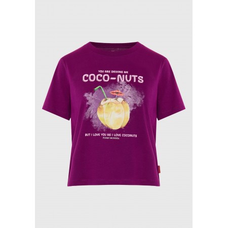 Funky Buddha Γυναικείο Κοντομάνικο T-Shirt Βιολετί