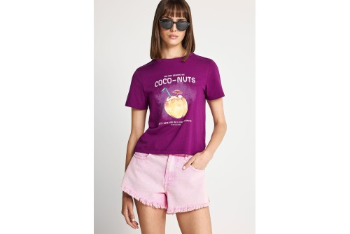 Funky Buddha Print T-Shirt Γυναικείο (FBL013-155-04-GRAPE-JUICE)