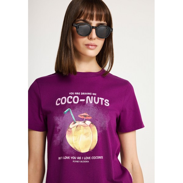 Funky Buddha Print T-Shirt Γυναικείο (FBL013-155-04-GRAPE-JUICE)