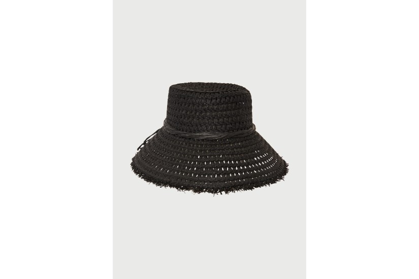 Funky Buddha Straw Fedora Γυναικείο Καπέλο Bucket Μαύρο