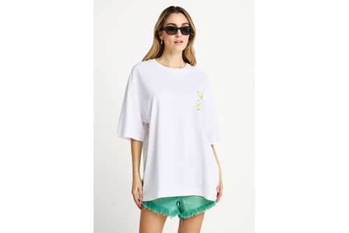 Funky Buddha Print On The Back T-Shirt Γυναικείο (FBL013-156-04-WHITE)