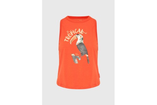 Funky Buddha Print Μπλούζα Αμάνικη Γυναικεία (FBL013-157-04-SPICY-ORANGE)
