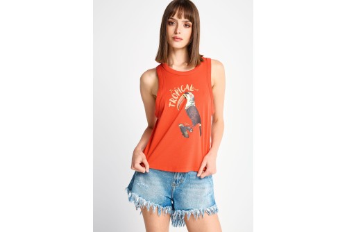 Funky Buddha Print Μπλούζα Αμάνικη Γυναικεία (FBL013-157-04-SPICY-ORANGE)