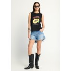 Funky Buddha Γυναικείο Αμάνικο T-Shirt Μαύρο