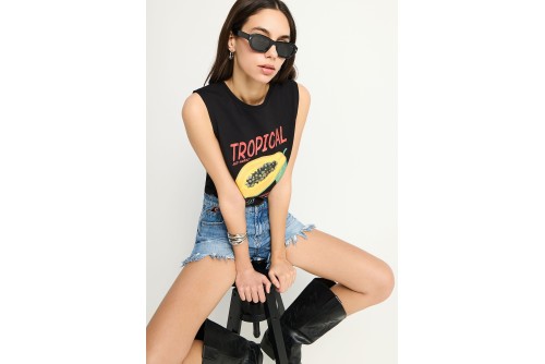 Funky Buddha Print Μπλούζα Αμάνικη Γυναικεία (FBL013-158-04-BLACK)