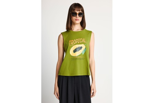 Funky Buddha Print Μπλούζα Αμάνικη Γυναικεία (FBL013-158-04-PICKLE)