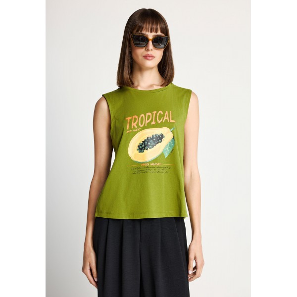 Funky Buddha Print Μπλούζα Αμάνικη Γυναικεία (FBL013-158-04-PICKLE)