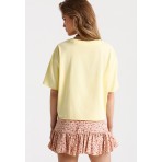 Funky Buddha Γυναικείο Κοντομάνικο T-Shirt Λεμονί, Ροζ, Εκρού