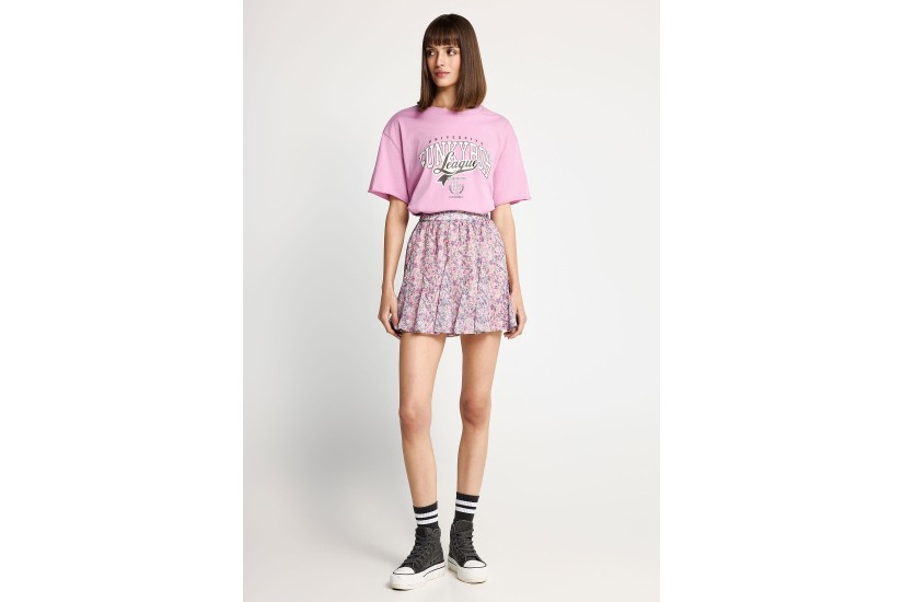 Funky Buddha Γυναικείο Κοντομάνικο T-Shirt Ροζ