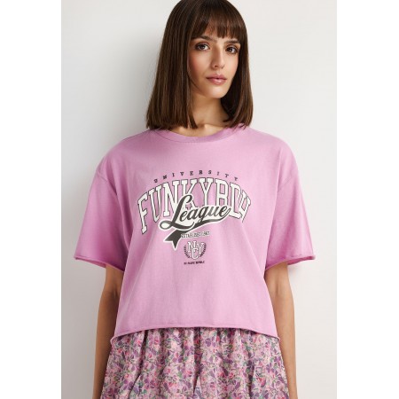 Funky Buddha Printed Cropped T-Shirt Γυναικείο 