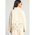 Funky Buddha Γυναικείο Μπουφάν Τζιν Λευκό