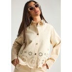 Funky Buddha Γυναικείο Μπουφάν Τζιν Λευκό