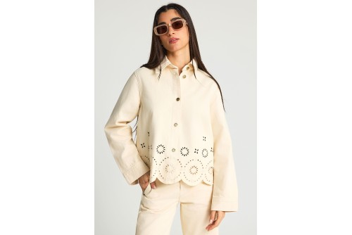 Funky Buddha Μπουφάν Τζιν Γυναικείο (FBL013-160-01-OFF-WHITE)
