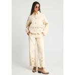 Funky Buddha Wide Leg Γυναικείο Παντελόνι Τζιν Εκρού