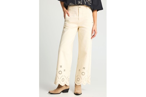 Funky Buddha Wide Leg Παντελόνι Τζιν Γυναικείο (FBL013-160-02-OFF-WHITE)