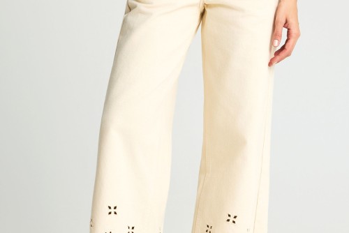 Funky Buddha Wide Leg Παντελόνι Τζιν Γυναικείο (FBL013-160-02-OFF-WHITE)