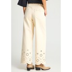 Funky Buddha Wide Leg Γυναικείο Παντελόνι Τζιν Εκρού