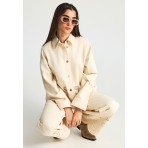 Funky Buddha Wide Leg Γυναικείο Παντελόνι Τζιν Εκρού