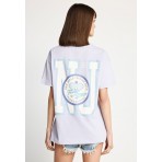 Funky Buddha Γυναικείο Κοντομάνικο T-Shirt Λιλά
