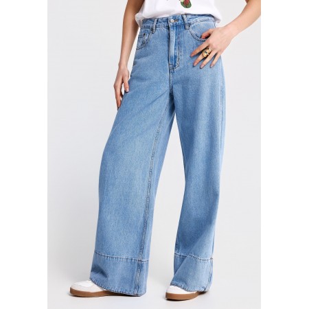 Funky Buddha Flare Fit Γυναικείο Παντελόνι Τζιν Γαλάζιο