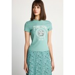 Funky Buddha Γυναικείο Κοντομάνικο T-Shirt Βεραμάν, Εκρού
