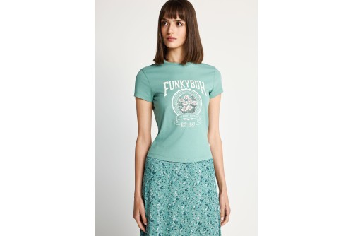 Funky Buddha Print T-Shirt Γυναικείο (FBL013-163-04-GREEN-LAKE)