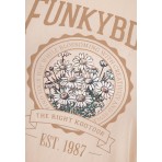 Funky Buddha Γυναικείο Κοντομάνικο T-Shirt Ζαχαρί, Πουρό, Λευκό