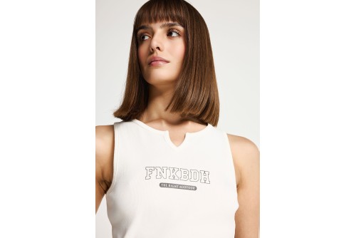 Funky Buddha Μπλούζα Αμάνικη Γυναικεία (FBL013-164-04-OFF-WHITE)