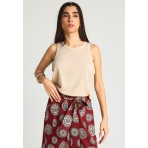 Funky Buddha Γυναικεία Αμάνικη Μπλούζα Μπεζ