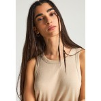 Funky Buddha Γυναικεία Αμάνικη Μπλούζα Μπεζ