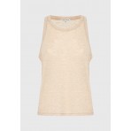 Funky Buddha Γυναικεία Αμάνικη Μπλούζα Μπεζ